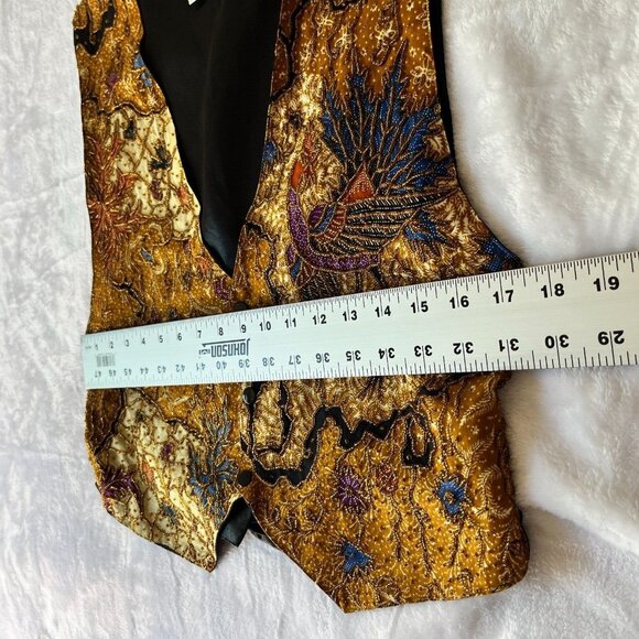 Vintage Bali Chic Beaded Batik Vest Medium Indonesian Top Embellished Boho Artsy - Picture 6 of 7